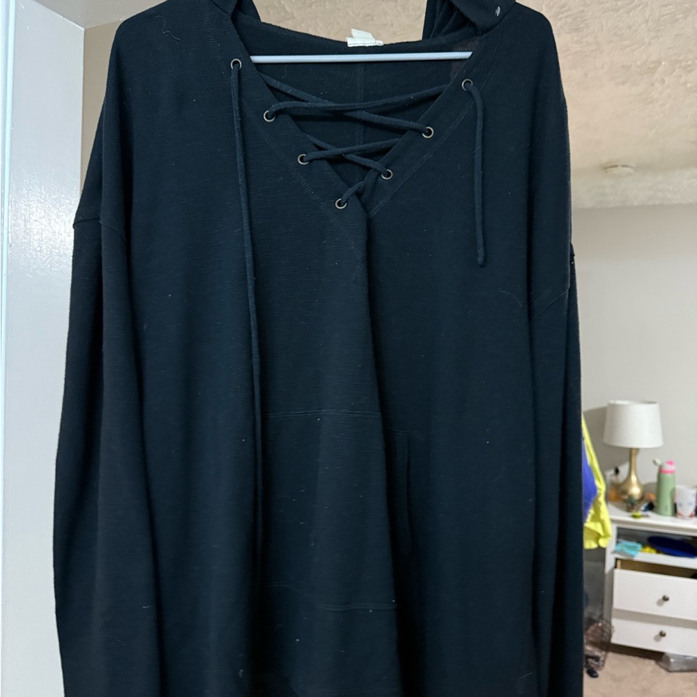 Mossimo Supply Co. Black Lace-Up Sweatshirt